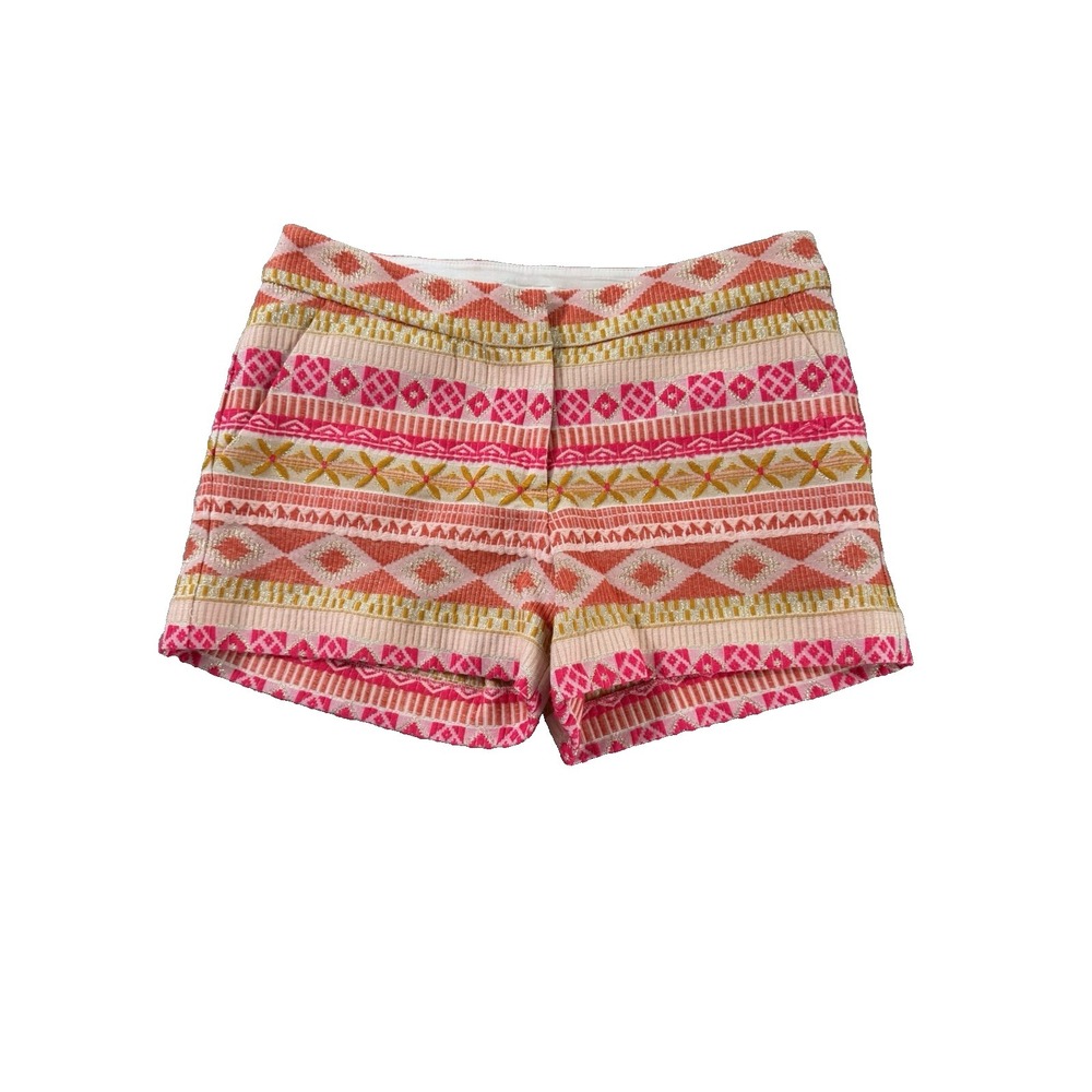 Britt Ryan Women's Size 8‎ Pink and Yellow Geometric Floral Print 4" Shorts